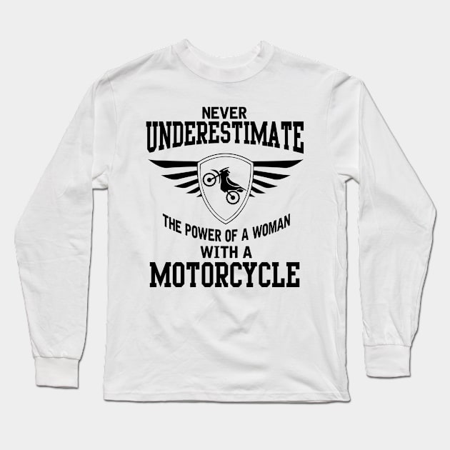 The power of a woman with a motorcycle Long Sleeve T-Shirt by nektarinchen